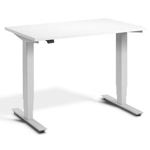 100 cm Height Adjustable Desk - Pacto Desk - Light Grey Frame - White Top - Studio Image