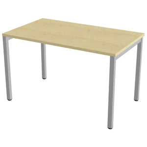 100 cm desk with 70cm depth, maple top and silver frame