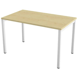 100 cm desk with 70cm depth, maple top and white frame