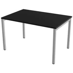 100 cm desk with 80cm depth, black top and silver frame