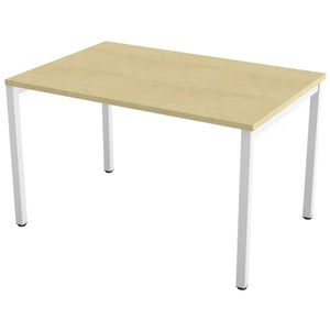 100 cm desk with 80cm depth, maple top and white frame