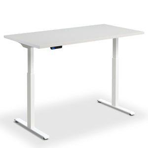 100x60 standing desk light grey top white frame front view