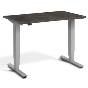 100cm Adjustable Desk - Pacto - Silver Frame - Dark Concrete Top - Studio Image