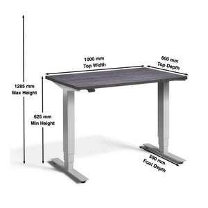 100cm Adjustable Height Desk - Pacto Dimensions