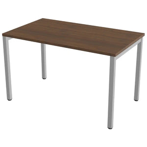 100cm desk with 70cm depth, antique walnut top and silver frame