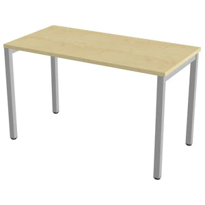 120 cm desk with 60cm depth, maple top and silver frame