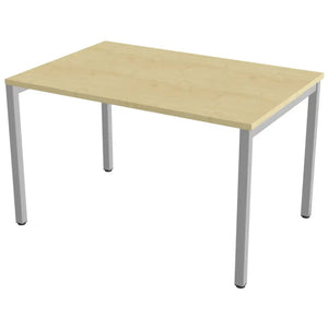 120 cm desk with 80cm depth, maple top and silver frame