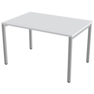 120cm desks with 80cm depth, grey top and silver frame