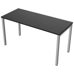 140 cm desk with 60cm depth, black top and silver frame