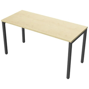 140 cm desk with 60cm depth, maple top and black frame