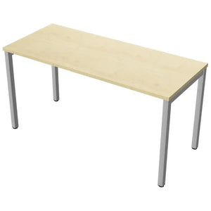 140 cm desk with 60cm depth, maple top and silver frame
