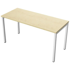 140 cm desk with 60cm depth, maple top and white frame