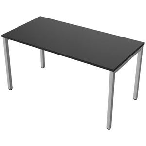 140 cm desk with 70cm depth, black top and silver frame