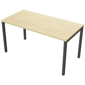 140 cm desk with 70cm depth, maple top and black frame