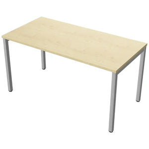 140 cm desk with 70cm depth, maple top and silver frame