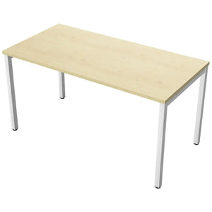 140 cm desk with 70cm depth, maple top and white frame