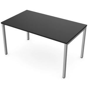 140 cm desk with 80cm depth, black top and silver frame