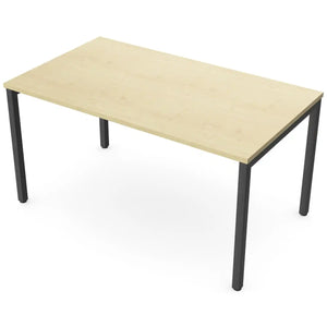 140 cm desk with 80cm depth, maple top and black frame