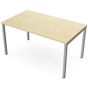 140 cm desk with 80cm depth, maple top and silver frame