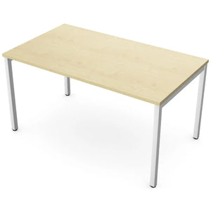 140 cm desk with 80cm depth, maple top and white frame