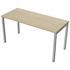 140cm desk with 60cm depth, Urban Oak top and silver frame
