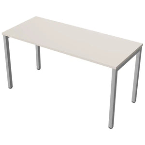 140cm desk with 60cm depth, cashmere top and silver frame