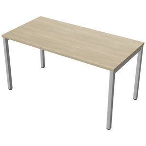 140cm desk with 70cm depth, Urban Oak top and silver frame