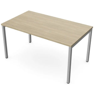 140cm desk with 80cm depth, Urban Oak top and silver frame