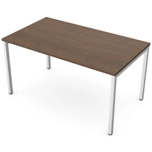 140cm desk with 80cm depth, antique walnut top and white frame