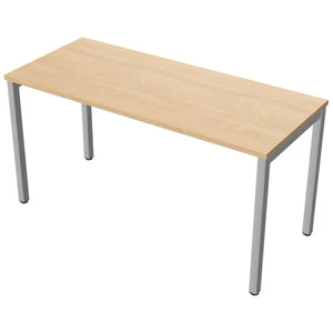 140cm desks with 60cm depth, beech top and silver frame