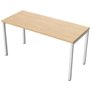 140cm desks with 60cm depth, beech top and white frame