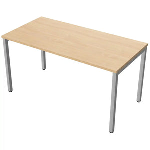 140cm desks with 70cm depth, beech top and silver frame