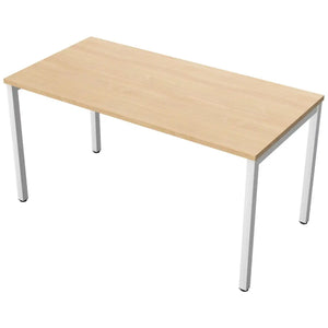 140cm desks with 70cm depth, beech top and white frame