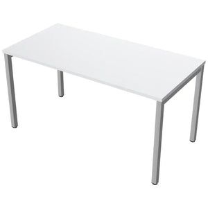 140cm desks with 70cm depth, grey top and silver frame