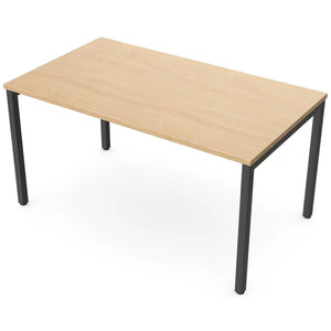 140cm desks with 80cm depth, beech top and black frame