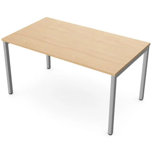 140cm desks with 80cm depth, beech top and silver frame