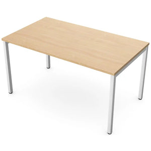 140cm desks with 80cm depth, beech top and white frame