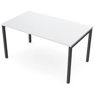 140cm desks with 80cm depth, grey top and black frame