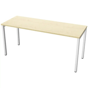 160 cm desk with 60cm depth, maple top and white frame