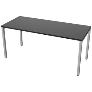 160 cm desk with 70cm depth, black top and silver frame
