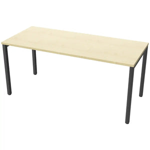 160 cm desk with 70cm depth, maple top and black frame
