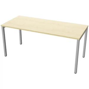 160 cm desk with 70cm depth, maple top and silver frame