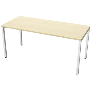 160 cm desk with 70cm depth, maple top and white frame
