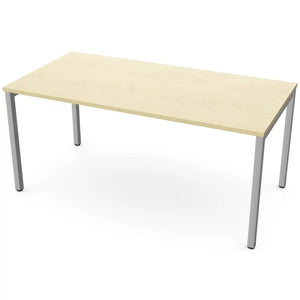 160 cm desk with 80cm depth, maple top and silver frame