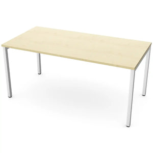 160 cm desk with 80cm depth, maple top and white frame