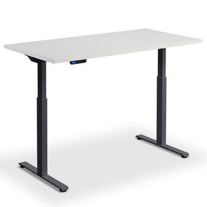 160cm Wide Standing Desk - Rize 160 - Anthracite Frame - Light Grey Top - Studio Image