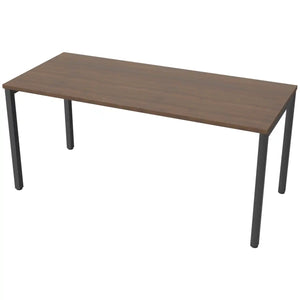 160cm desk with 70cm depth, antique walnut top and black frame
