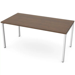 160cm desk with 80cm depth, antique walnut top and white frame