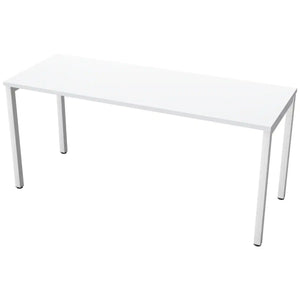 160cm desks with 60cm depth, grey top and white frame