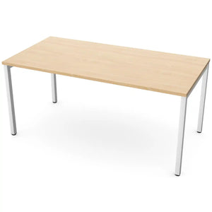 160cm desks with 80cm depth, beech top and white frame